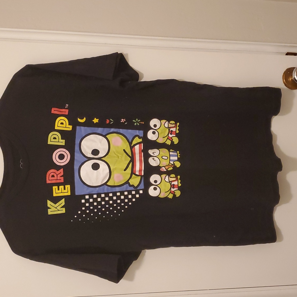 Sanrio keroppi women's green and blue short sleeved shirt size small